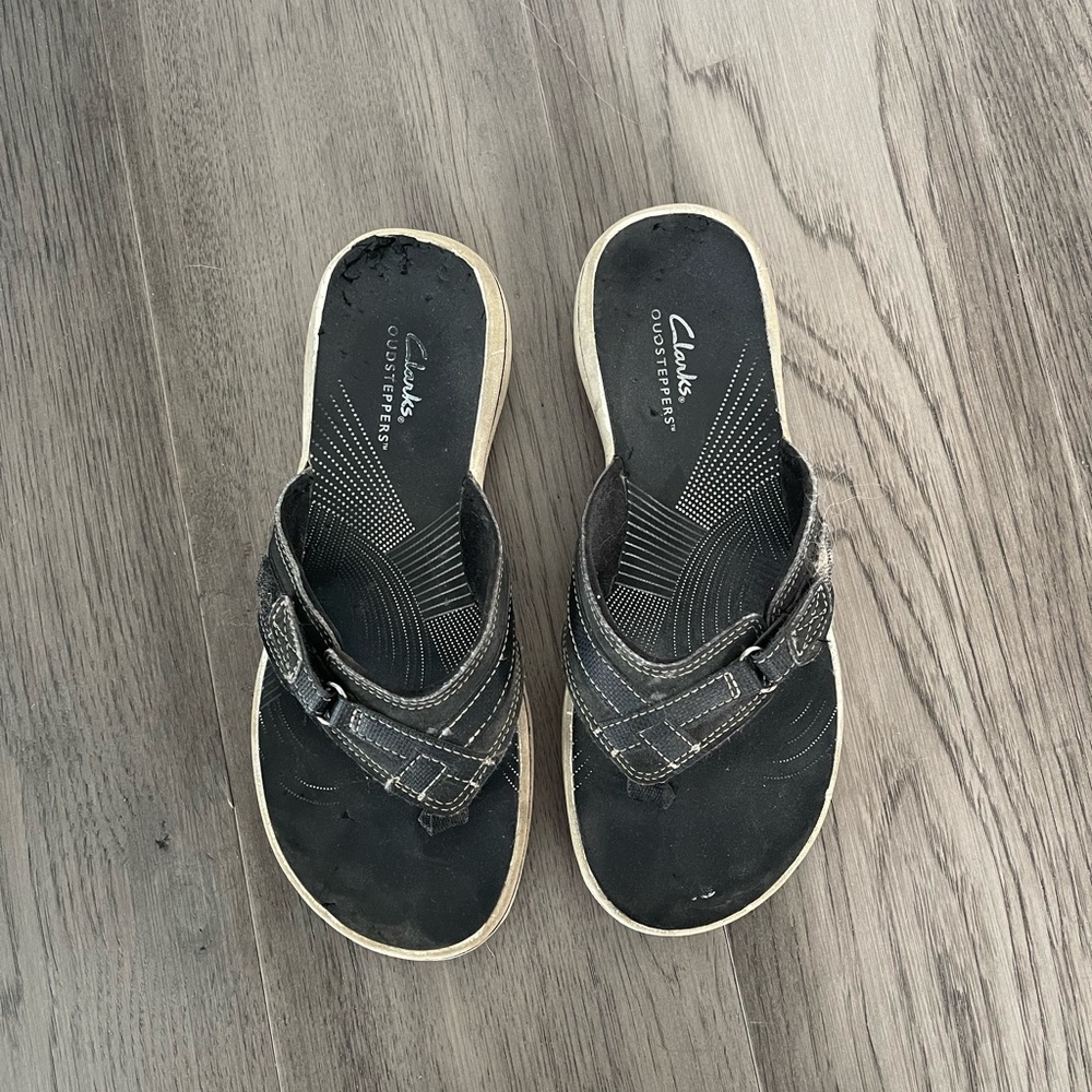 Clarks Black Sandals with Cushioned Sole